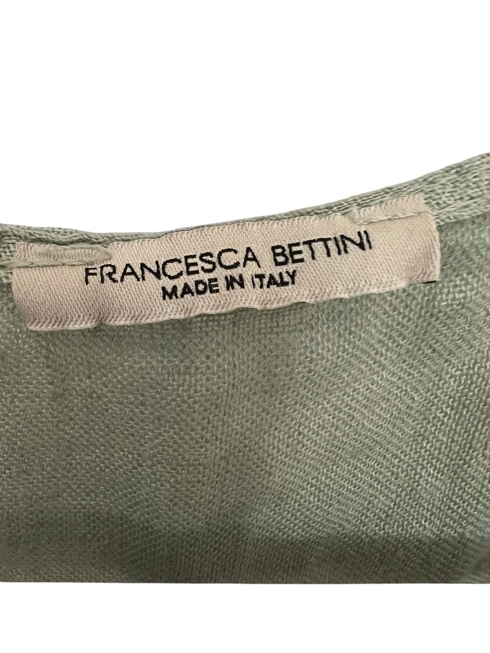 Francesca Bettina 100% linen sage long sleeveless duster with lace detail & tie - Picture 5 of 8